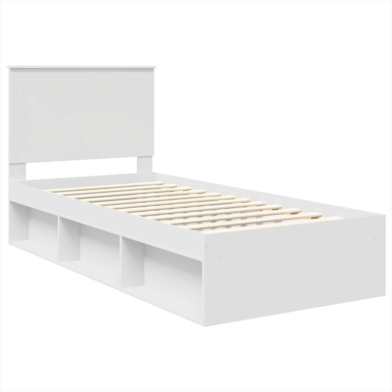 Casa si Gradina - Mobilier - Paturi si accesorii - Paturi - Cadru de pat cu headboard Alb 90 x 200 cm Lemn de pin masiv - Infinity.ro