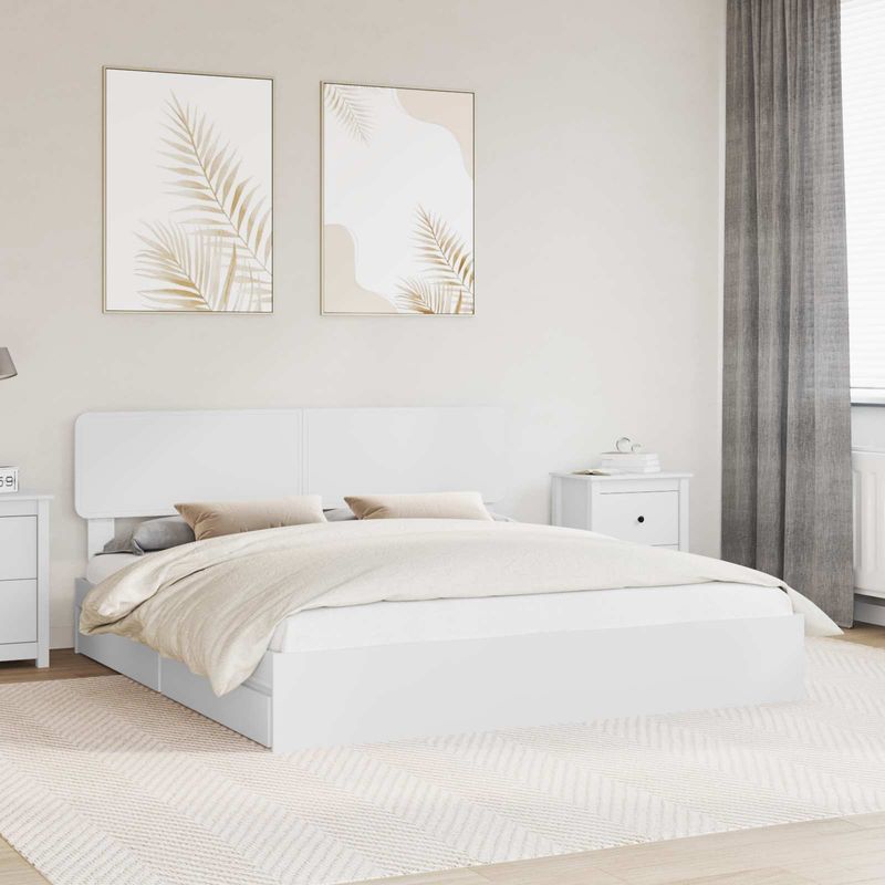 Casa si Gradina - Mobilier - Paturi si accesorii - Paturi - Pat cu storage cu headboard Alb 180 x 200 cm Lemn compozit - Infinity.ro