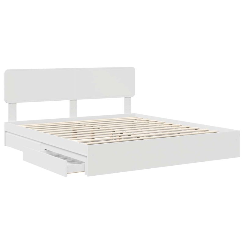 Casa si Gradina - Mobilier - Paturi si accesorii - Paturi - Pat cu storage cu headboard Alb 180 x 200 cm Lemn compozit - Infinity.ro