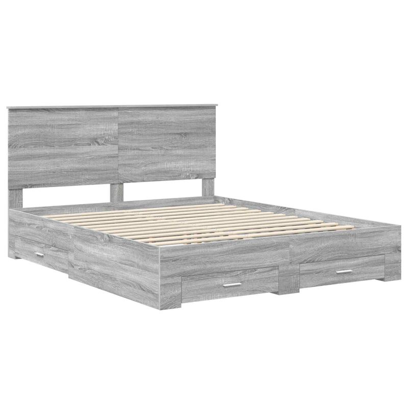 Casa si Gradina - Mobilier - Paturi si accesorii - Paturi - Cadru de pat cu headboard Gri Sonoma 160 x 200 cm Lemn compozit - Infinity.ro