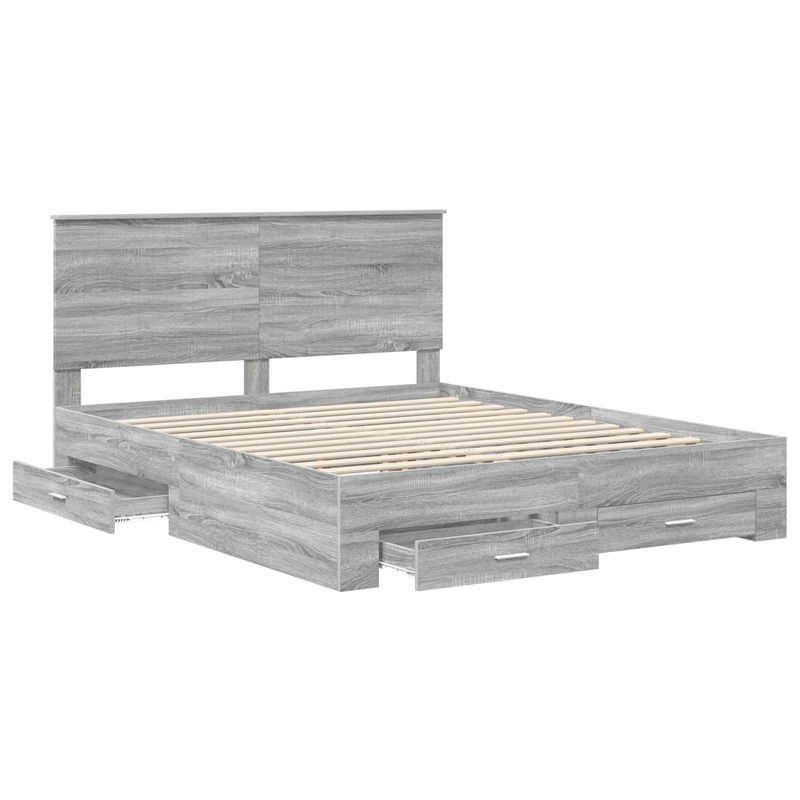 Casa si Gradina - Mobilier - Paturi si accesorii - Paturi - Cadru de pat cu headboard Gri Sonoma 160 x 200 cm Lemn compozit - Infinity.ro