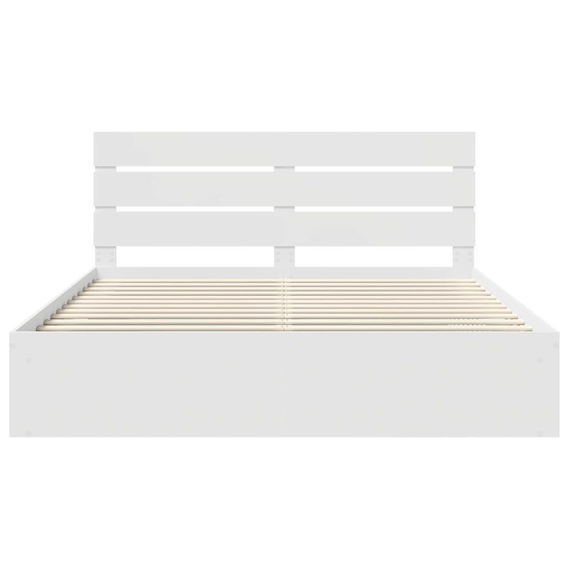 Casa si Gradina - Mobilier - Paturi si accesorii - Paturi - Cadru de pat cu headboard Alb 200 x 200 cm Lemn de pin masiv - Infinity.ro