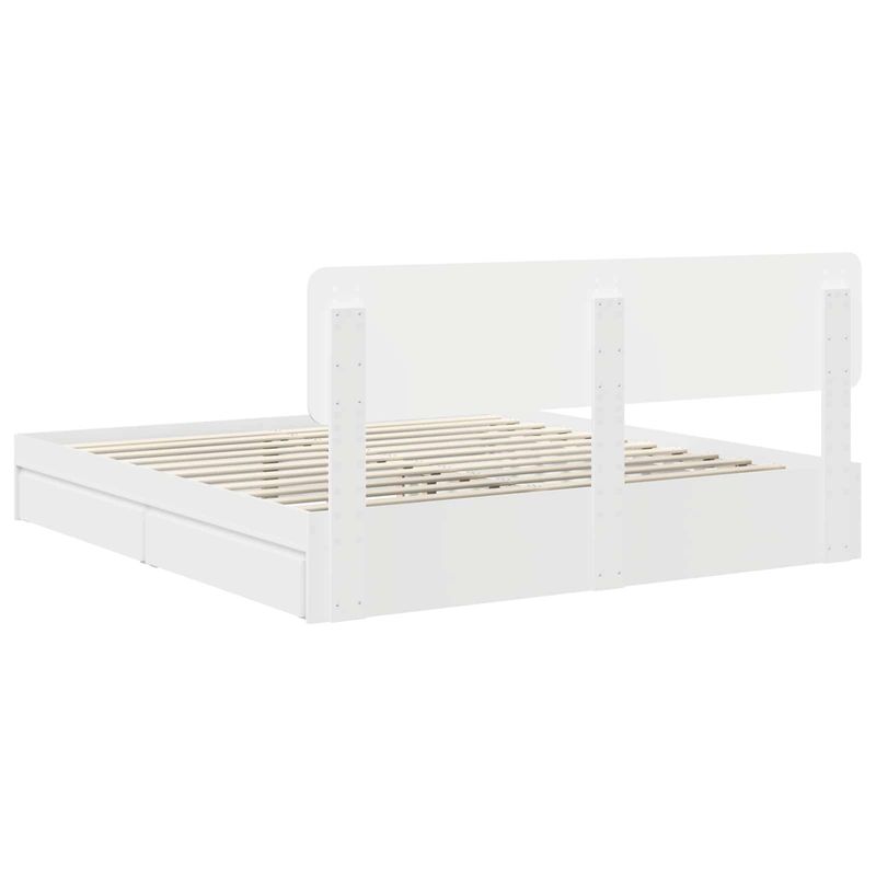 Casa si Gradina - Mobilier - Paturi si accesorii - Paturi - Pat cu storage cu headboard Alb 180 x 200 cm Lemn compozit - Infinity.ro