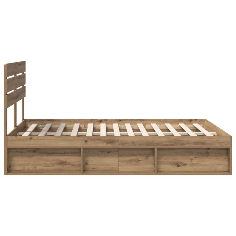 Casa si Gradina - Mobilier - Paturi si accesorii - Paturi - Cadru de pat Stejar artizanal 140 x 190 cm Lemn de pin masiv - Infinity.ro