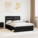 Casa si Gradina - Mobilier - Paturi si accesorii - Paturi - Cadru de pat cu headboard Negru 150 x 200 cm Lemn de pin masiv - Infinity.ro