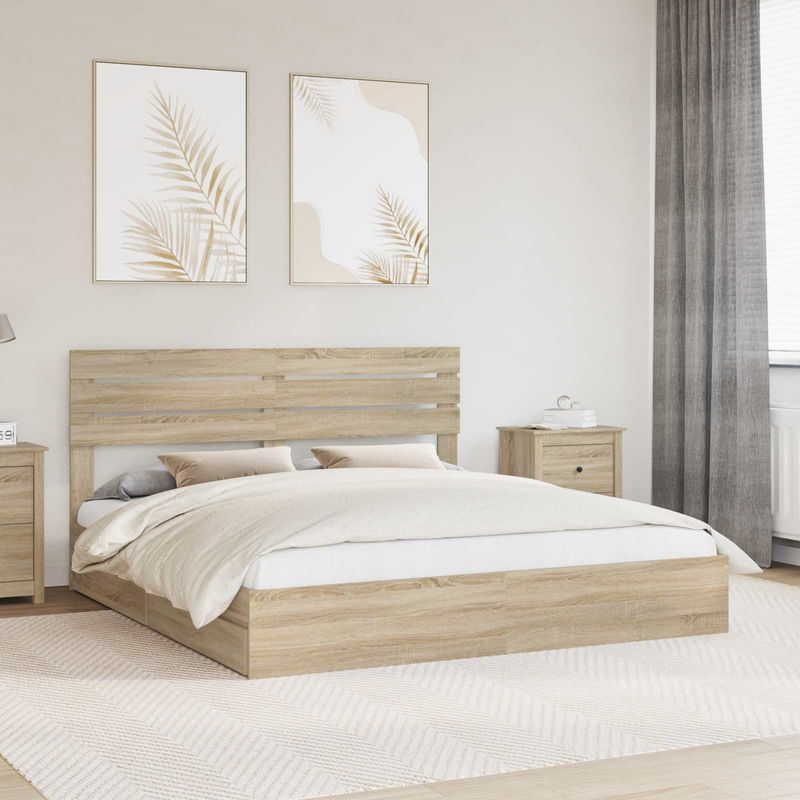Casa si Gradina - Mobilier - Paturi si accesorii - Paturi - Pat cu storage Stejar Sonoma 180 x 200 cm Lemn compozit - Infinity.ro