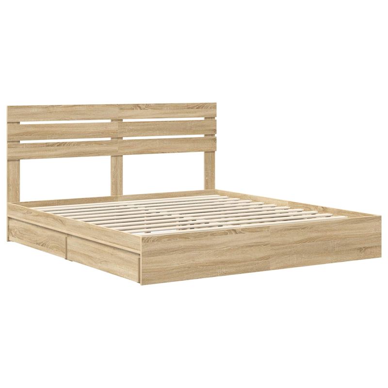 Casa si Gradina - Mobilier - Paturi si accesorii - Paturi - Pat cu storage Stejar Sonoma 180 x 200 cm Lemn compozit - Infinity.ro