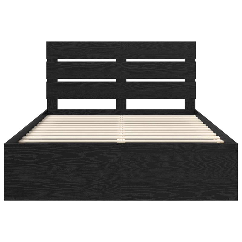 Casa si Gradina - Mobilier - Paturi si accesorii - Paturi - Cadru de pat cu headboard Negru 150 x 200 cm Lemn de pin masiv - Infinity.ro