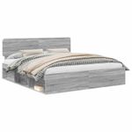 Casa si Gradina - Mobilier - Paturi si accesorii - Paturi - Cadru de pat Gri Sonoma 200 x 200 cm Lemn de pin masiv - Infinity.ro