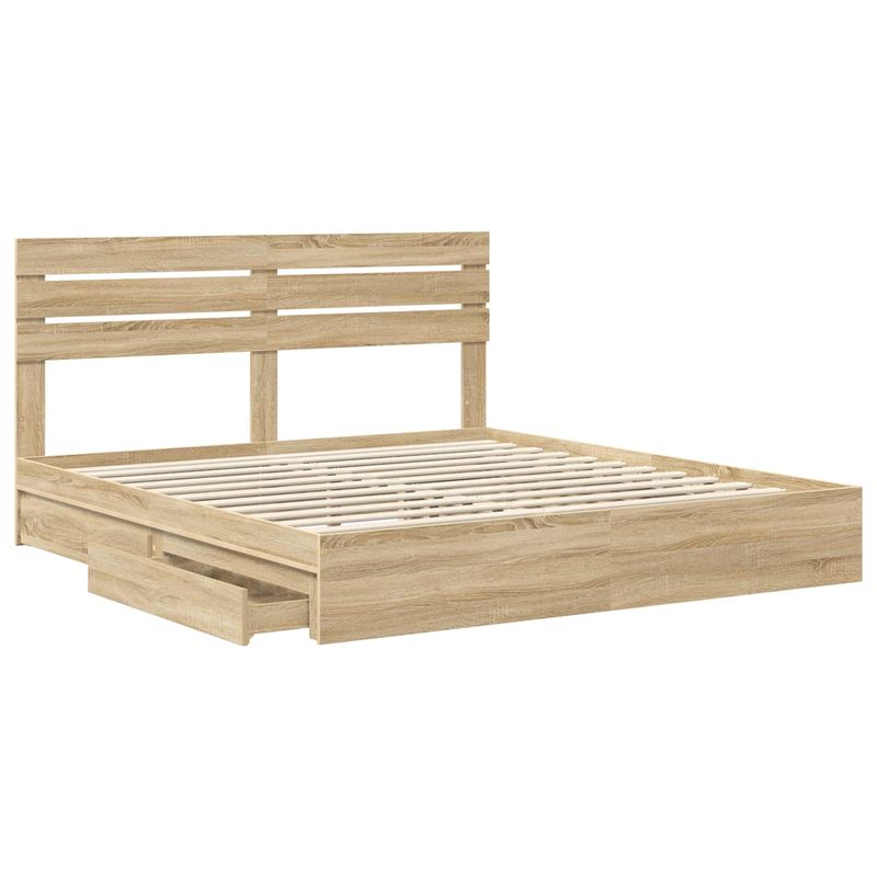 Casa si Gradina - Mobilier - Paturi si accesorii - Paturi - Pat cu storage Stejar Sonoma 180 x 200 cm Lemn compozit - Infinity.ro