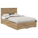 Casa si Gradina - Mobilier - Paturi si accesorii - Paturi - Cadru de pat Stejar Artizanal 120 x 190 cm Lemn compozit - Infinity.ro