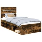 Casa si Gradina - Mobilier - Paturi si accesorii - Paturi - Cadru de pat Stejar fumuriu 75 x 190 cm Lemn de pin masiv - Infinity.ro