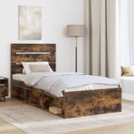 Casa si Gradina - Mobilier - Paturi si accesorii - Paturi - Cadru de pat Stejar fumuriu 75 x 190 cm Lemn de pin masiv - Infinity.ro