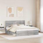 Casa si Gradina - Mobilier - Paturi si accesorii - Paturi - Cadru de pat Gri Sonoma 200 x 200 cm Lemn de pin masiv - Infinity.ro