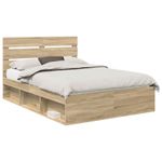 Casa si Gradina - Mobilier - Paturi si accesorii - Paturi - Cadru de pat cu headboard Sonoma 140 x 190 cm Lemn de pin masiv - Infinity.ro