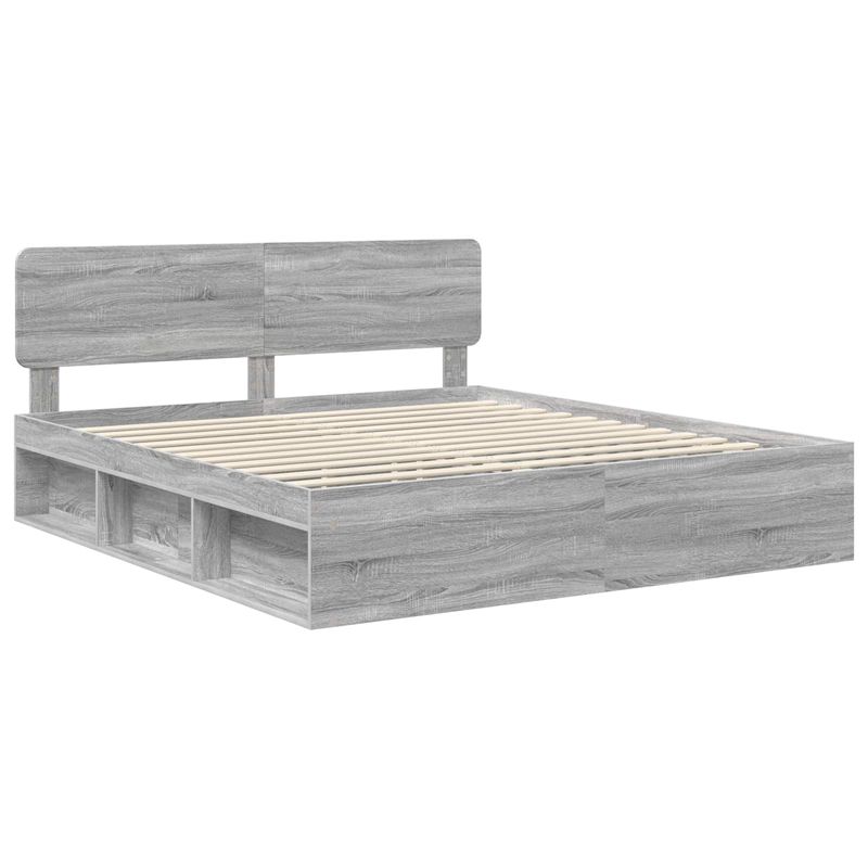 Casa si Gradina - Mobilier - Paturi si accesorii - Paturi - Cadru de pat Gri Sonoma 200 x 200 cm Lemn de pin masiv - Infinity.ro