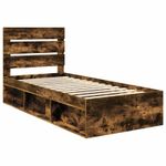 Casa si Gradina - Mobilier - Paturi si accesorii - Paturi - Cadru de pat Stejar fumuriu 75 x 190 cm Lemn de pin masiv - Infinity.ro