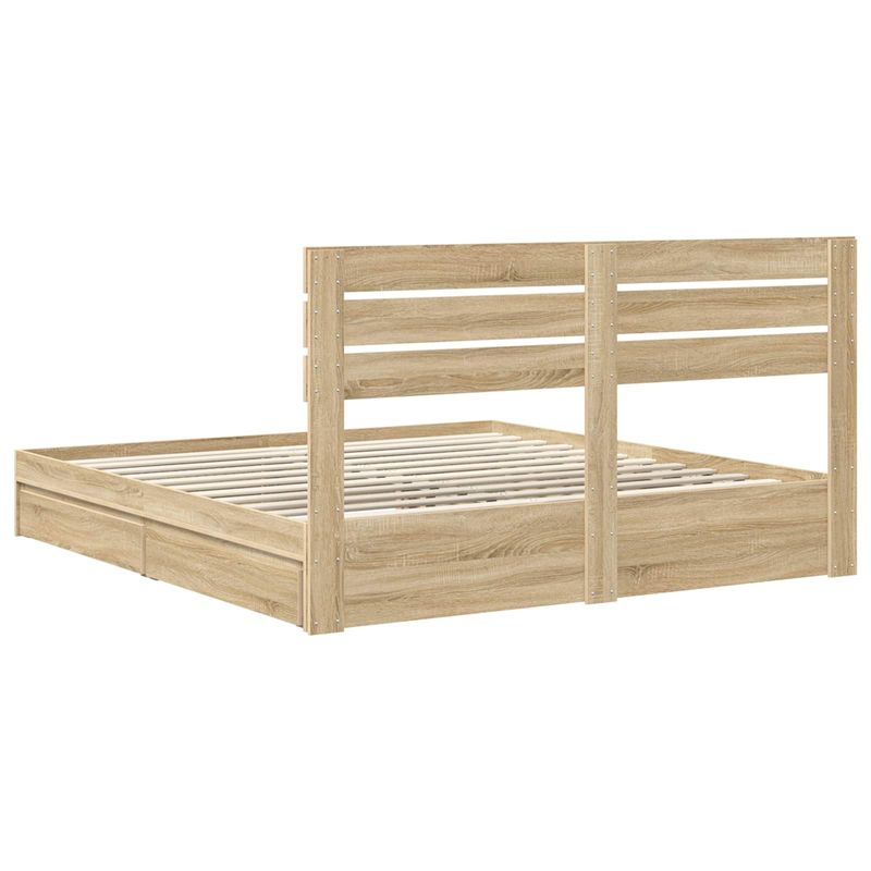 Casa si Gradina - Mobilier - Paturi si accesorii - Paturi - Pat cu storage Stejar Sonoma 180 x 200 cm Lemn compozit - Infinity.ro