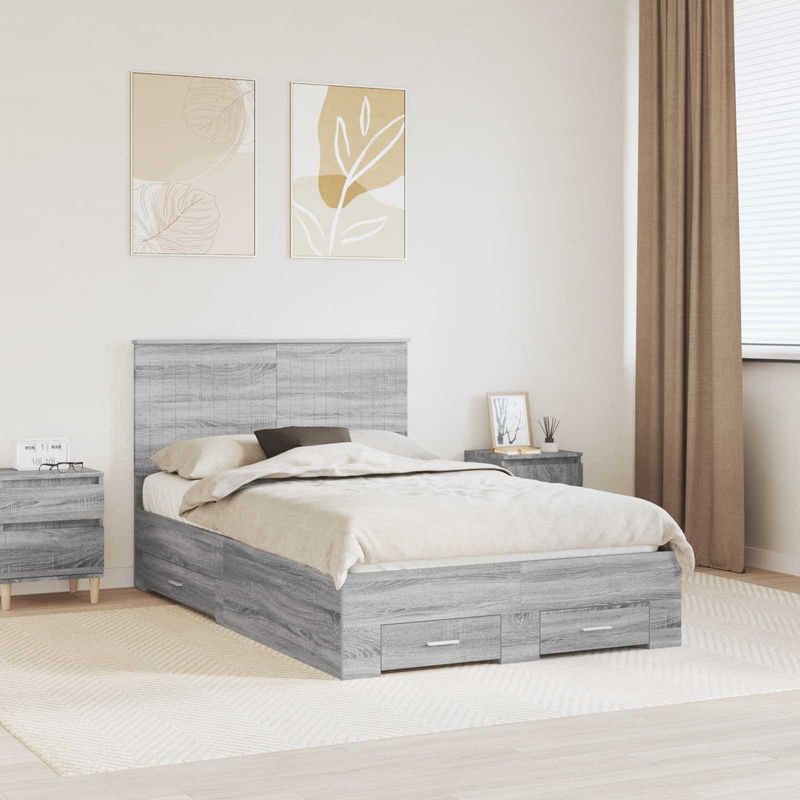 Casa si Gradina - Mobilier - Paturi si accesorii - Paturi - Cadru de pat cu headboard Gri Sonoma 120 x 200 cm Lemn compozit - Infinity.ro