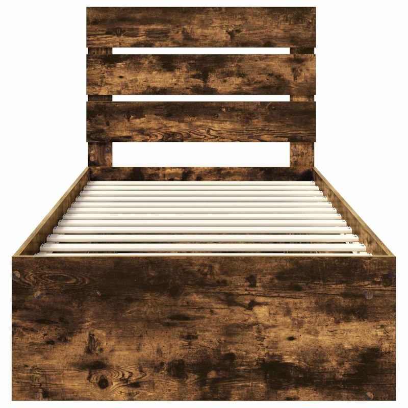 Casa si Gradina - Mobilier - Paturi si accesorii - Paturi - Cadru de pat Stejar fumuriu 75 x 190 cm Lemn de pin masiv - Infinity.ro