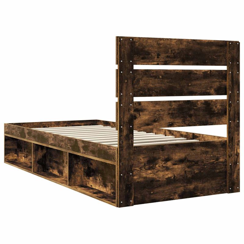 Casa si Gradina - Mobilier - Paturi si accesorii - Paturi - Cadru de pat Stejar fumuriu 75 x 190 cm Lemn de pin masiv - Infinity.ro