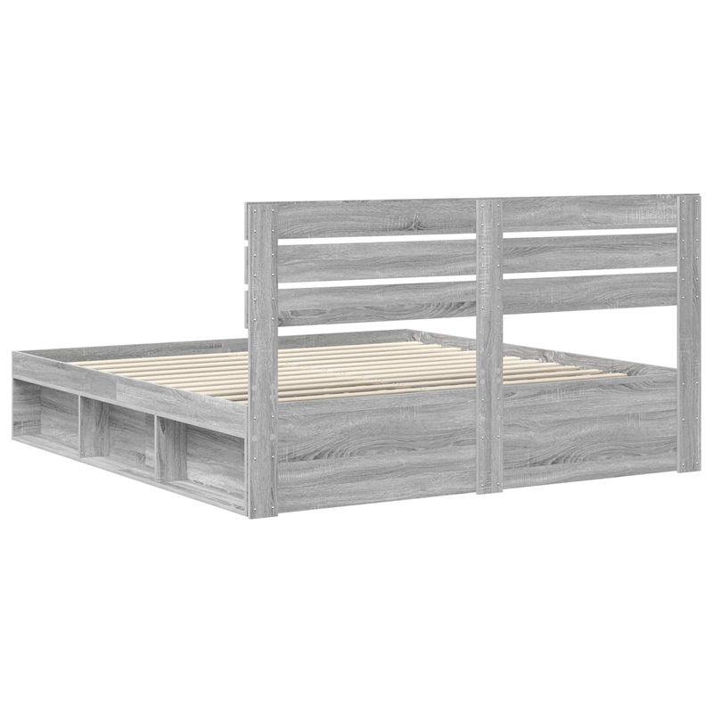 Casa si Gradina - Mobilier - Paturi si accesorii - Paturi - Cadru de pat Gri Sonoma 200 x 200 cm Lemn de pin masiv - Infinity.ro