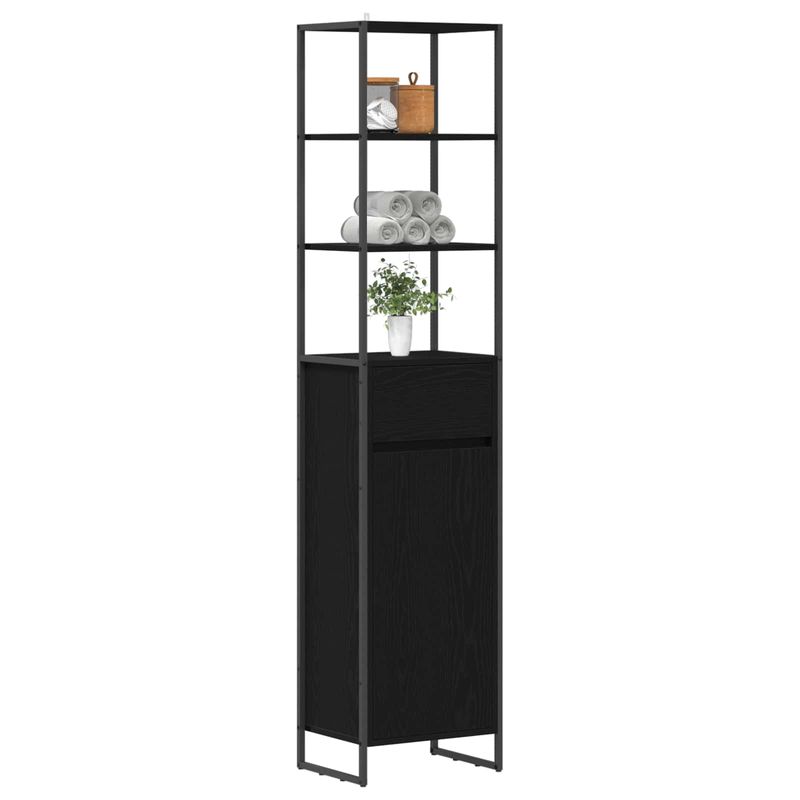 Casa si Gradina - Mobilier - Mobilier baie - Corpuri baie - Dulap de Baie Stejar Negru 40 x 30 x 180 cm Lemn compozit - Infinity.ro