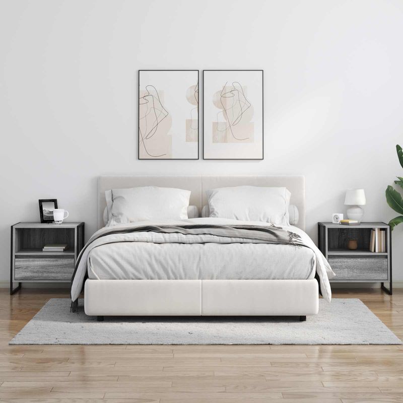 Casa si Gradina - Mobilier - Comode si corpuri - Noptiere - Noptiera 2 pcs Gri Sonoma 50 x 39,5 x 50 cm Lemn compozit - Infinity.ro