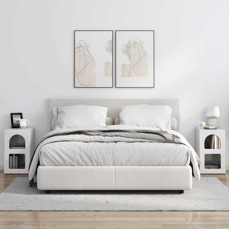 Casa si Gradina - Mobilier - Comode si corpuri - Noptiere - Noptiera 2 pcs Alb lucios 29.5 x 35 x 50 cm Lemn compozit - Infinity.ro