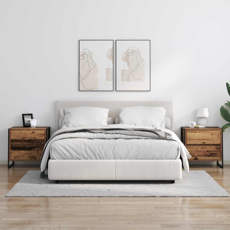 Casa si Gradina - Mobilier - Comode si corpuri - Noptiere - Noptiera 2 pcs Lemn Vechi 50 x 39.5 x 50 cm Lemn compozit - Infinity.ro