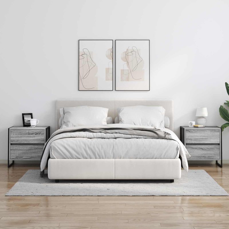 Casa si Gradina - Mobilier - Comode si corpuri - Noptiere - Noptiera 2 pcs Gri Sonoma 50 x 39.5 x 50 cm Lemn compozit - Infinity.ro