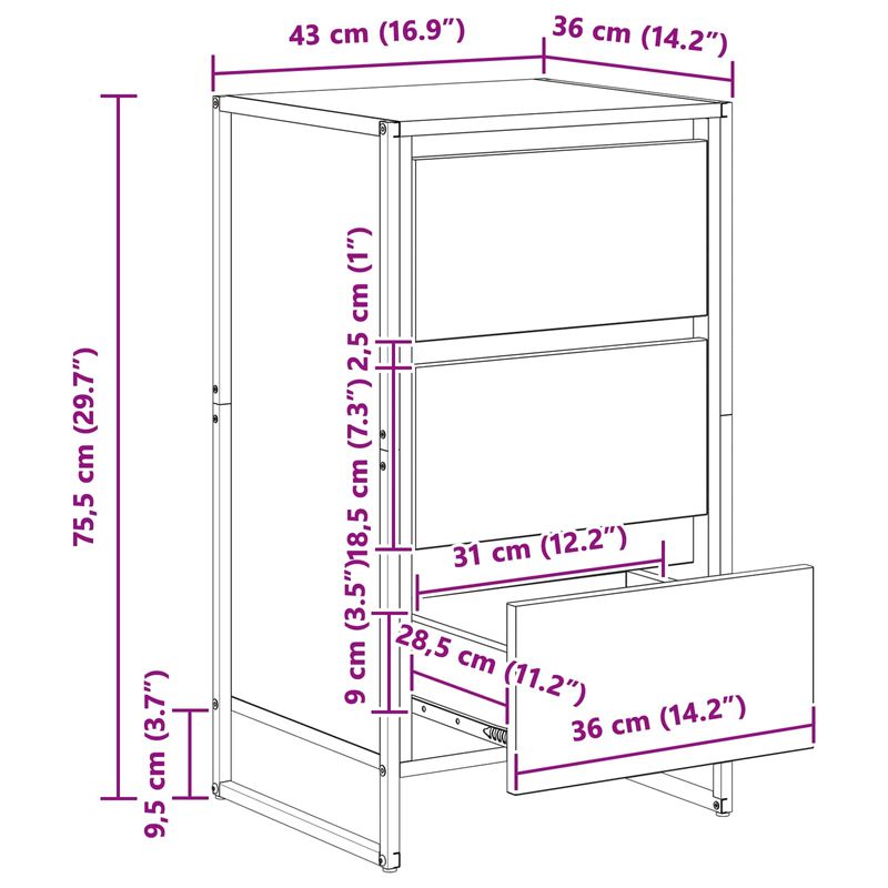 Casa si Gradina - Mobilier - Comode si corpuri - Comode - Bufet Stejar artizanal 42 x 36 x 75.5 cm Lemn compozit - Infinity.ro