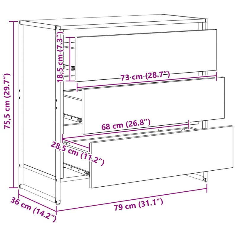 Casa si Gradina - Mobilier - Comode si corpuri - Comode - Bufet cu sertar Sonoma 79 x 36 x 75.5 cm Lemn compozit - Infinity.ro