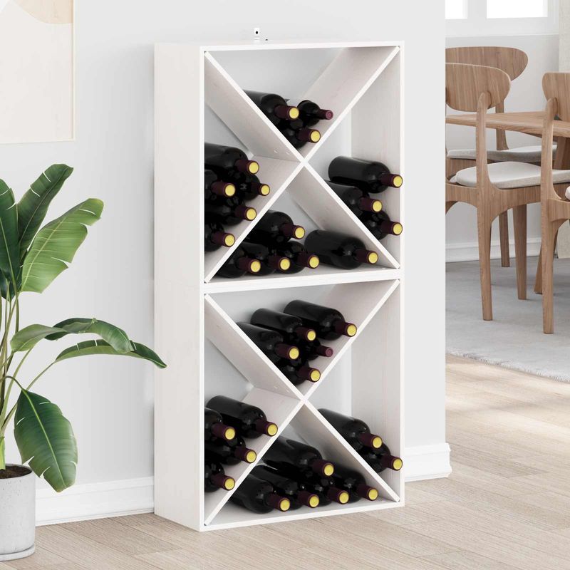 Casa si Gradina - Mobilier - Biblioteci si rafturi - Rafturi - Raft pentru vin 2 pcs Alb 62 x 25 x 62 cm Lemn de pin masiv - Infinity.ro