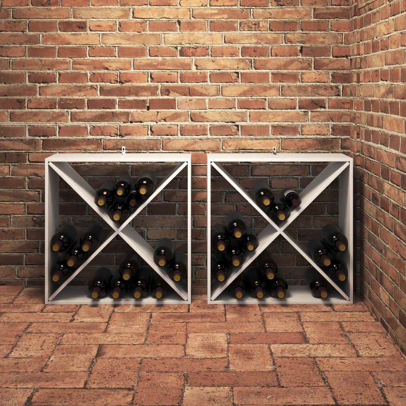 Casa si Gradina - Mobilier - Biblioteci si rafturi - Rafturi - Raft pentru vin 2 pcs Alb 62 x 25 x 62 cm Lemn de pin masiv - Infinity.ro
