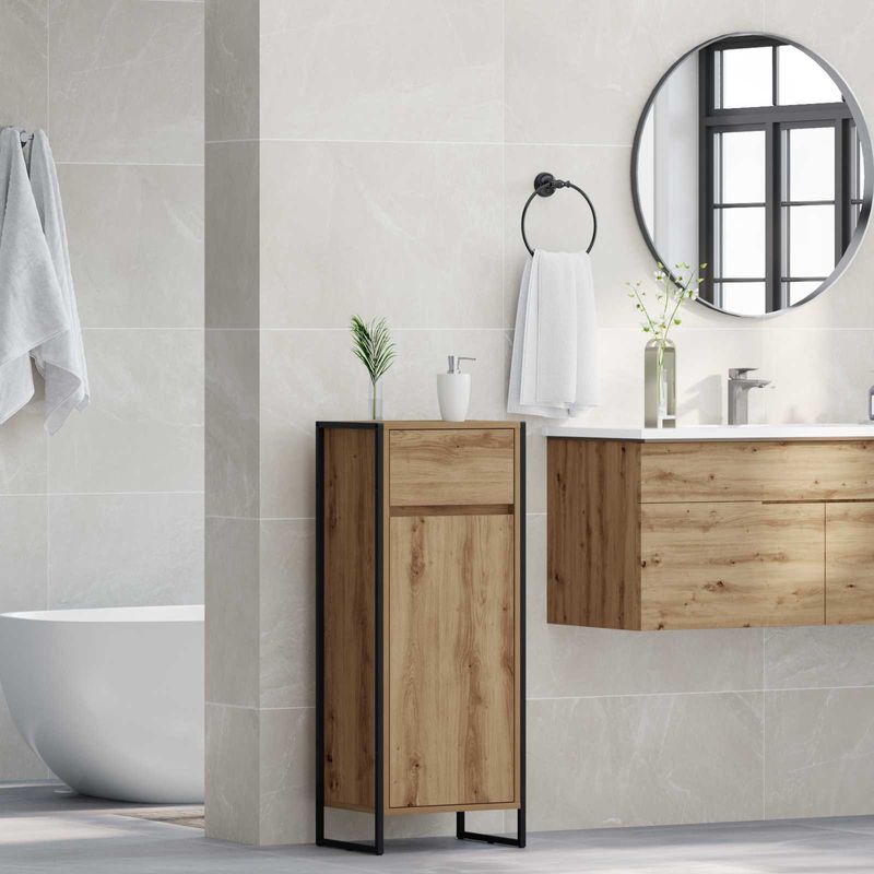 Casa si Gradina - Mobilier - Mobilier baie - Corpuri baie - Dulap de Baie Stejar artizanal 40 x 30 x 100 cm Lemn compozit - Infinity.ro