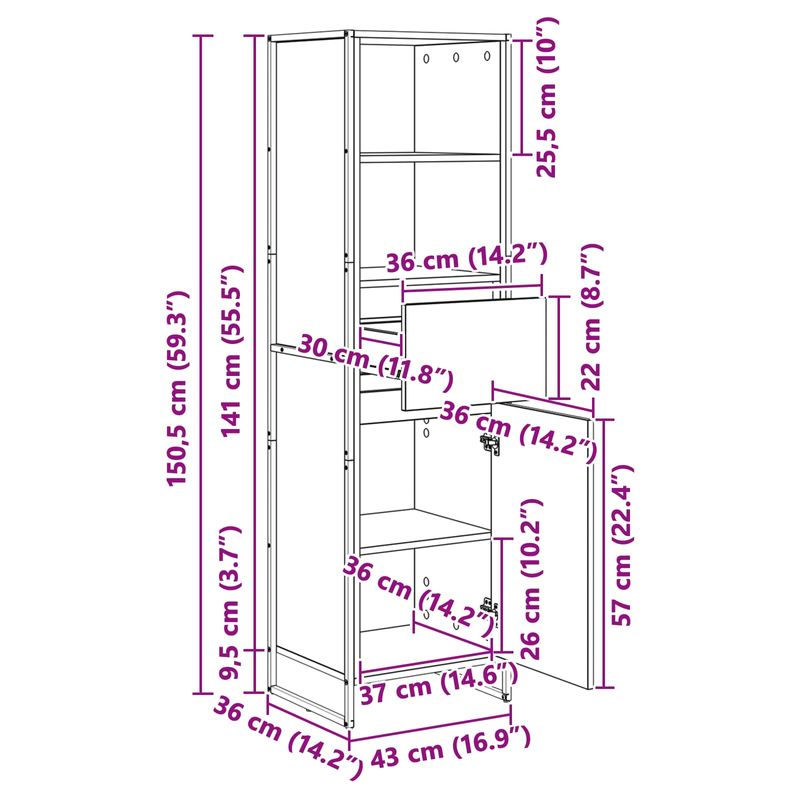 Casa si Gradina - Mobilier - Comode si corpuri - Comode - Dulap pentru carti Stejar artizanal 43 x 36 x 150.5 cm - Infinity.ro