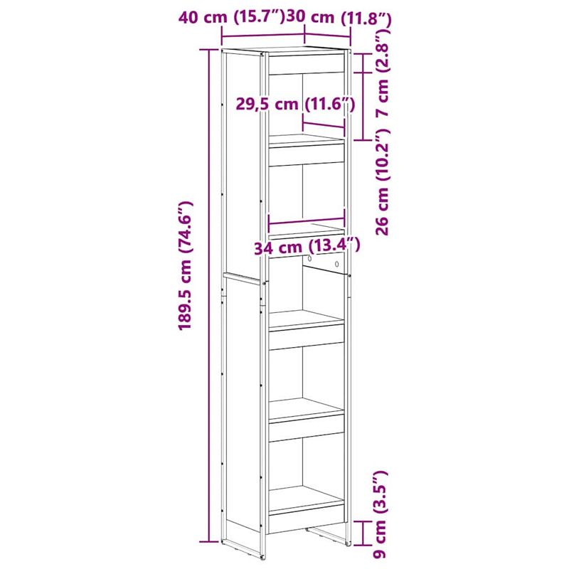 Casa si Gradina - Mobilier - Biblioteci si rafturi - Biblioteci - Dulap pentru carti Stejar fumuriu 80 x 30 x 155 cm - Infinity.ro