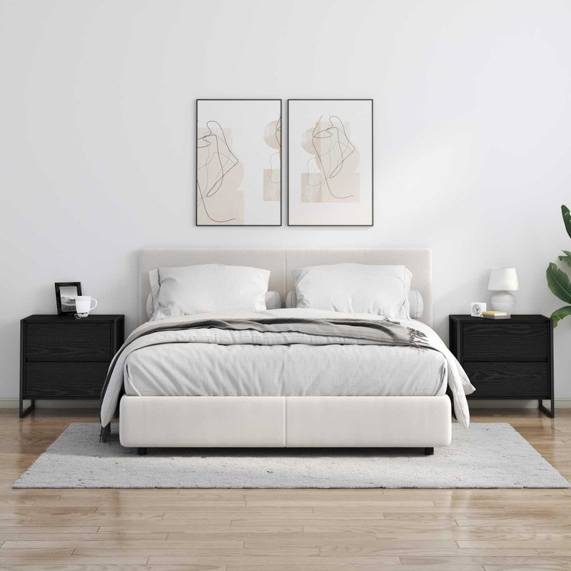 Casa si Gradina - Mobilier - Comode si corpuri - Noptiere - Noptiera 2 pcs Stejar Negru 50 x 39.5 x 50 cm Lemn compozit - Infinity.ro
