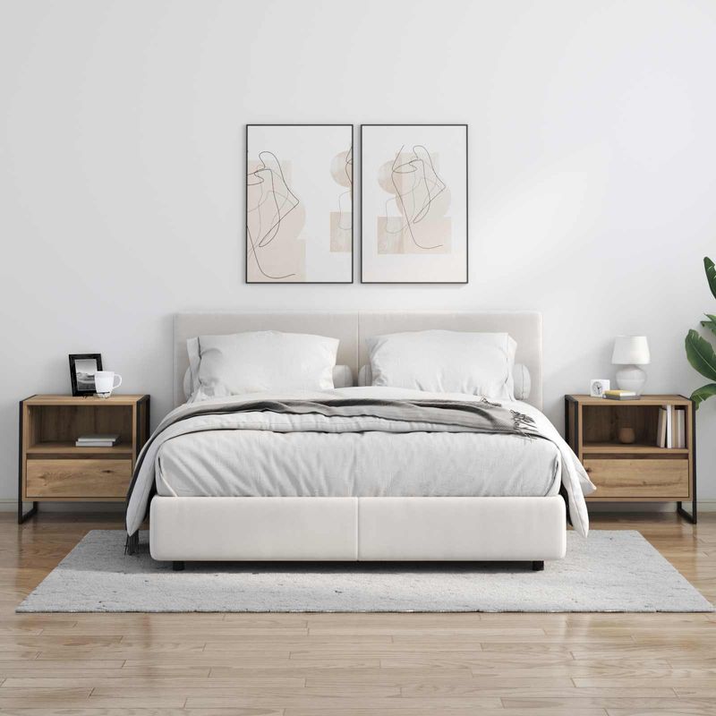 Casa si Gradina - Mobilier - Comode si corpuri - Noptiere - Noptiera 2 pcs Stejar artizanal 50 x 39,5 x 50 cm Lemn compozit - Infinity.ro