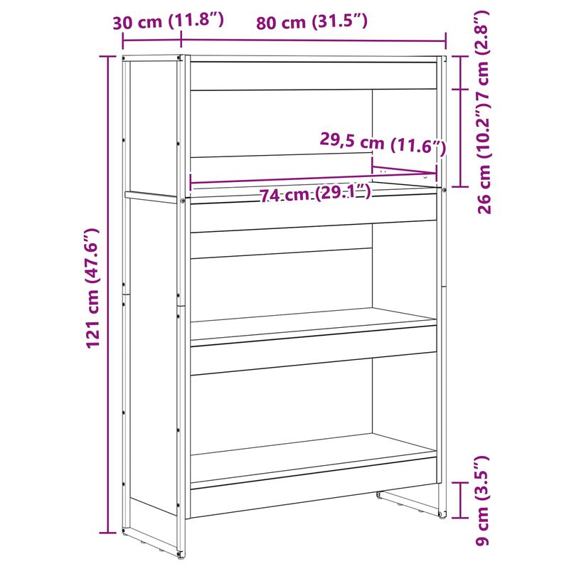 Casa si Gradina - Mobilier - Biblioteci si rafturi - Biblioteci - Dulap pentru carti Lemn Vechi 80 x 30 x 155 cm Lemn compozit - Infinity.ro