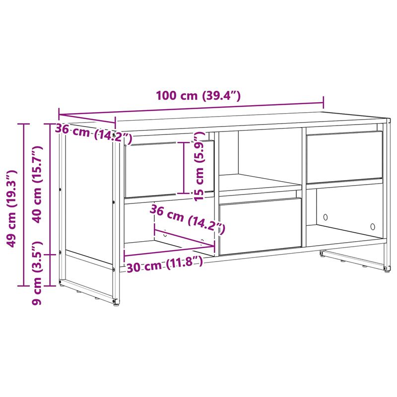 Casa si Gradina - Mobilier - Comode si corpuri - Comode - Cabinet TV Stejar fumuriu 100 x 36 x 49,5 cm Lemn compozit - Infinity.ro