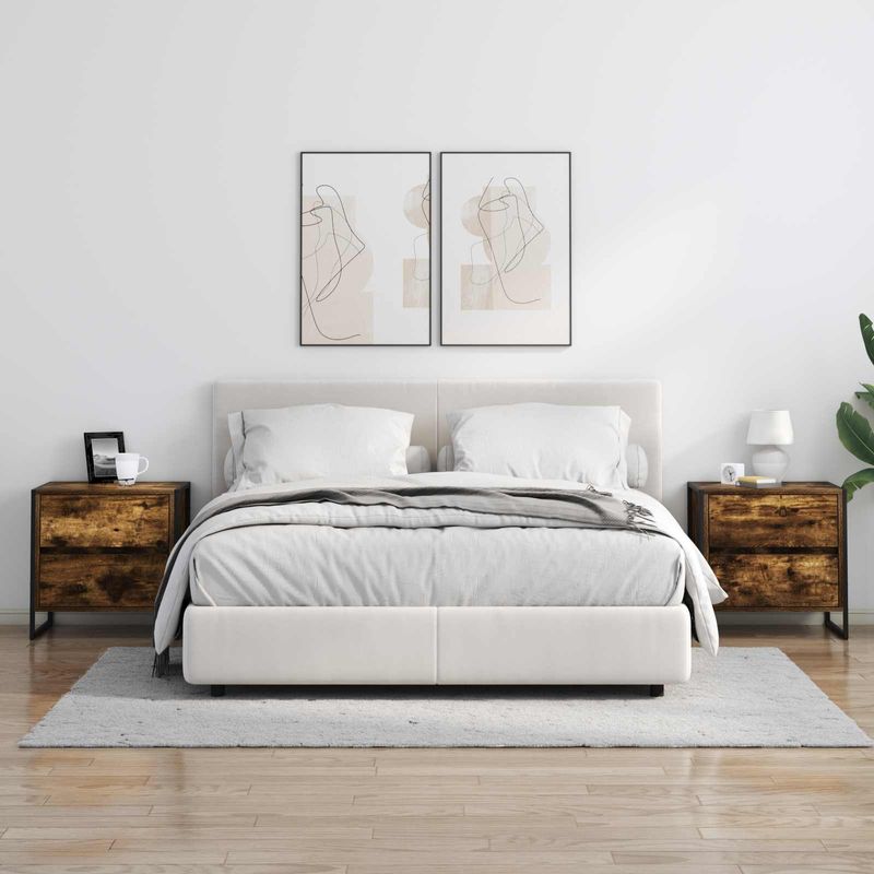Casa si Gradina - Mobilier - Comode si corpuri - Noptiere - Noptiera 2 pcs Stejar fumuriu 50 x 39.5 x 50 cm Lemn compozit - Infinity.ro