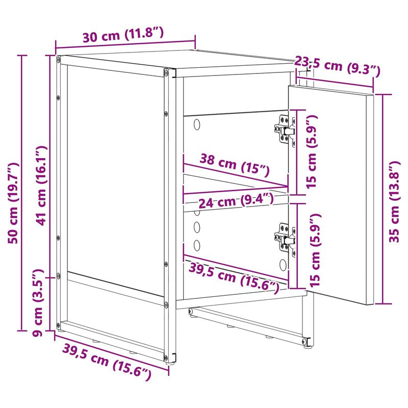 Casa si Gradina - Mobilier - Comode si corpuri - Noptiere - Noptiera Gri Sonoma 39,5 x 30 x 50 cm Lemn compozit - Infinity.ro