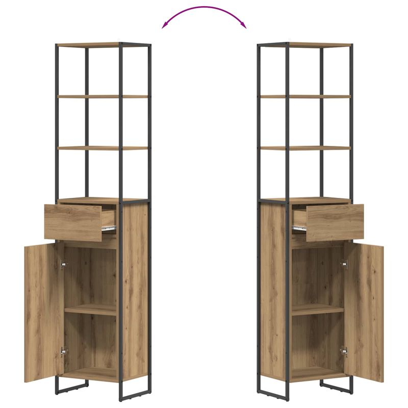 Casa si Gradina - Mobilier - Mobilier baie - Corpuri baie - Dulap de Baie Stejar artizanal 40 x 30 x 180 cm Lemn compozit - Infinity.ro