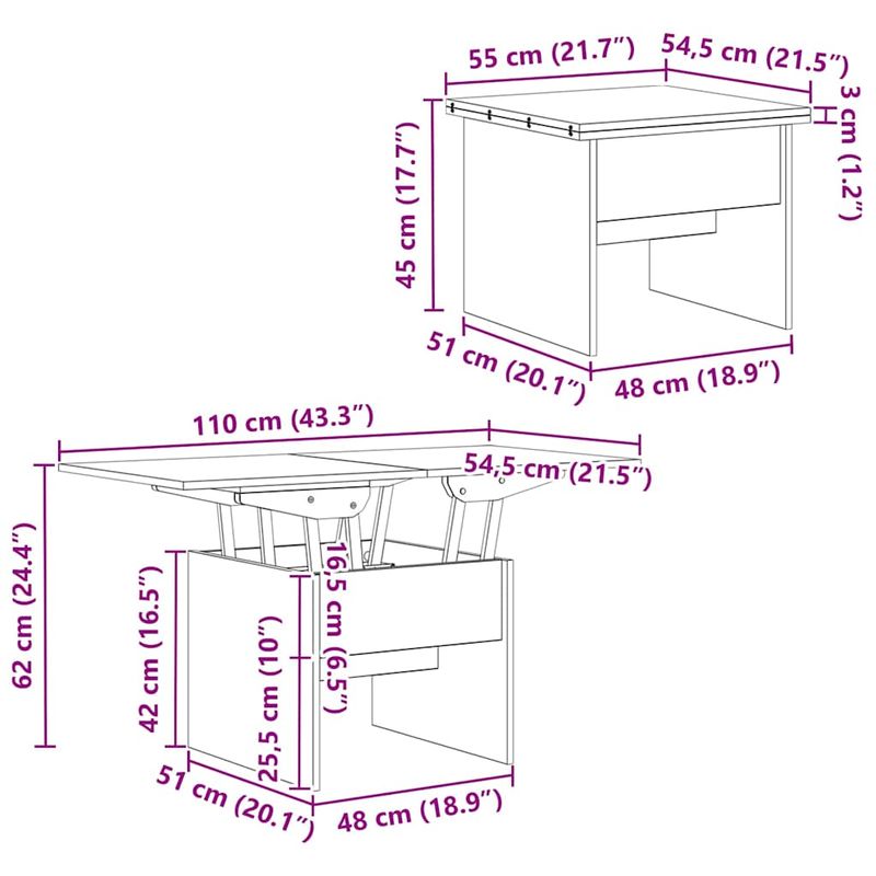 Casa si Gradina - Mobilier - Mese si birouri - Masute de cafea - Masa de cafea Stejar Sonoma 55 x 54,5 x 45 cm Lemn compozit - Infinity.ro