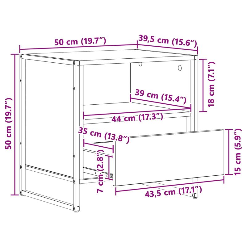 Casa si Gradina - Mobilier - Comode si corpuri - Noptiere - Noptiera 2 pcs Lemn Vechi 50 x 39,5 x 50 cm Lemn compozit - Infinity.ro