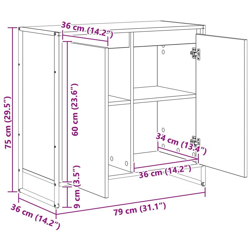 Casa si Gradina - Mobilier - Comode si corpuri - Comode - Dulap lateral Sonoma 79 x 36 x 75 cm Lemn compozit - Infinity.ro