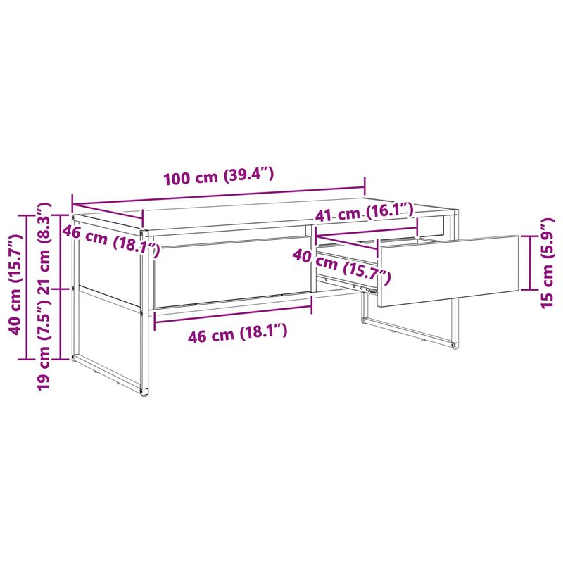 Casa si Gradina - Mobilier - Mese si birouri - Masute de cafea - Masa de cafea Gri Sonoma 100 x 46 x 40 cm Lemn compozit - Infinity.ro