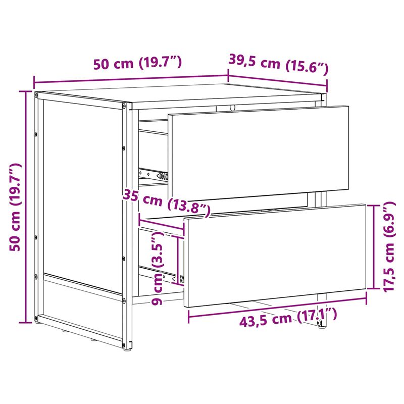 Casa si Gradina - Mobilier - Comode si corpuri - Noptiere - Noptiera 2 pcs Stejar fumuriu 50 x 39.5 x 50 cm Lemn compozit - Infinity.ro